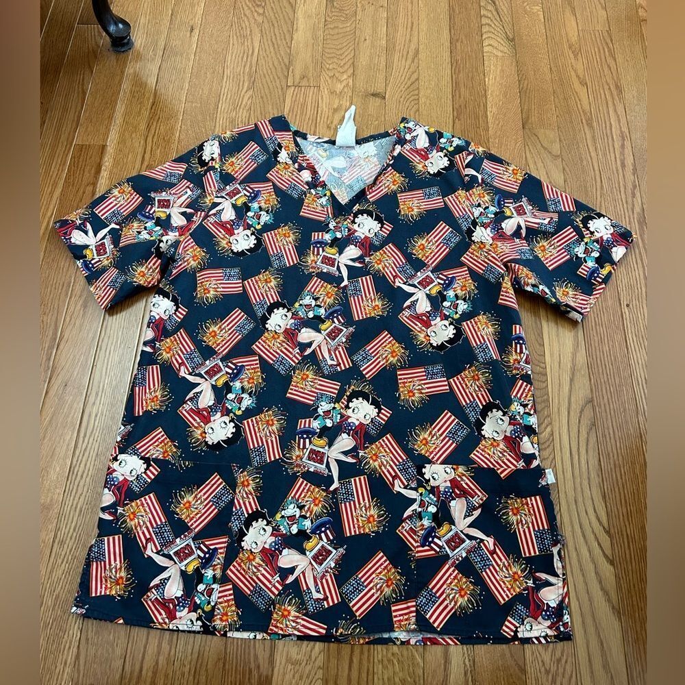 Vintage Betty Boop Fourth of July Scrub Top